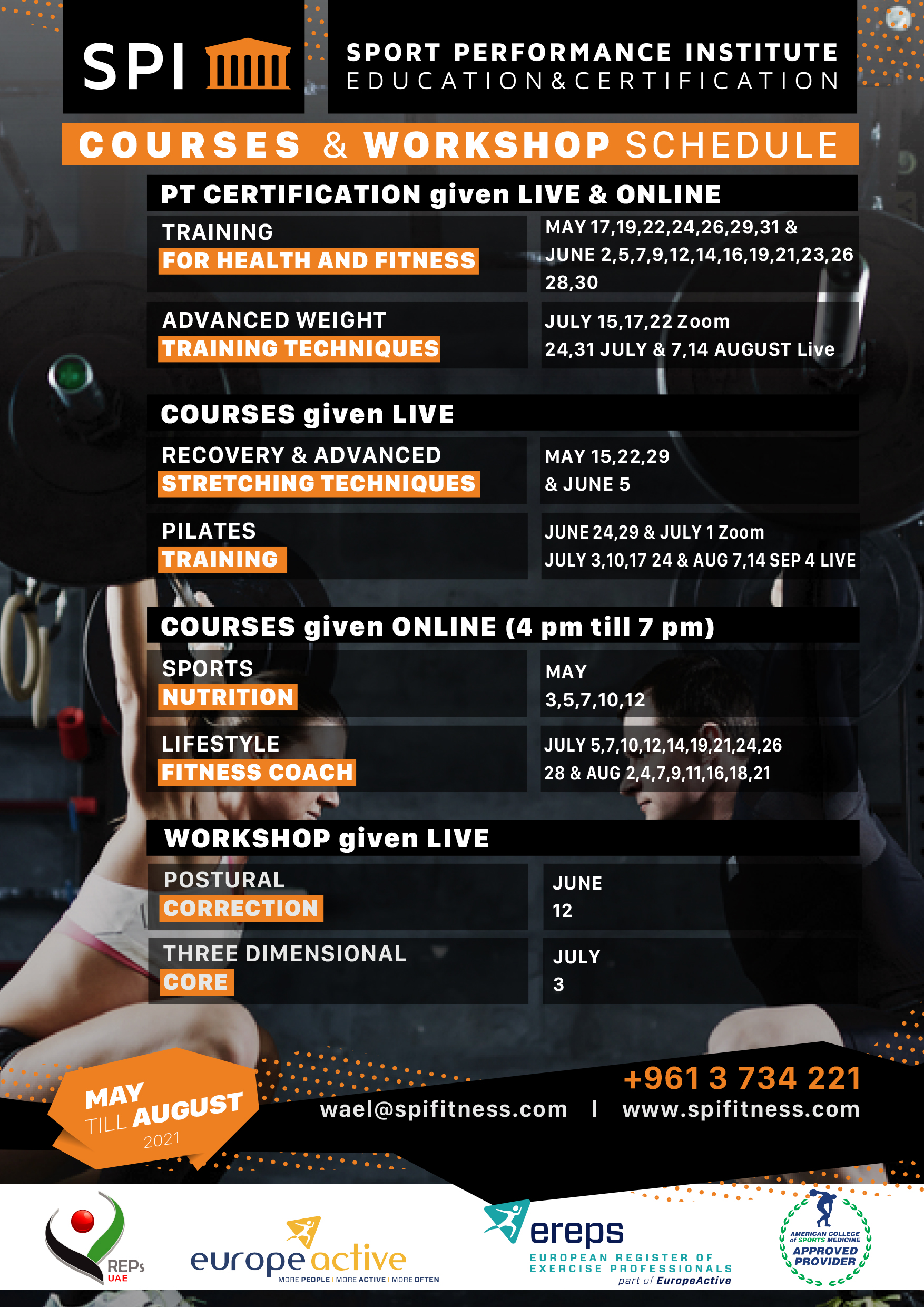2021 SPI calendar of events